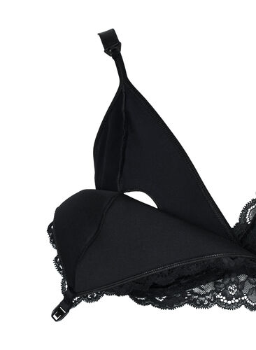 Amme-BH med blonder, Black, Packshot image number 3
