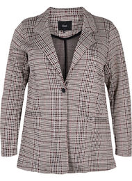 Rutete blazer med knappelukking, Brown Check