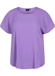 Kortermet bluse med rund hals, Deep Lavender