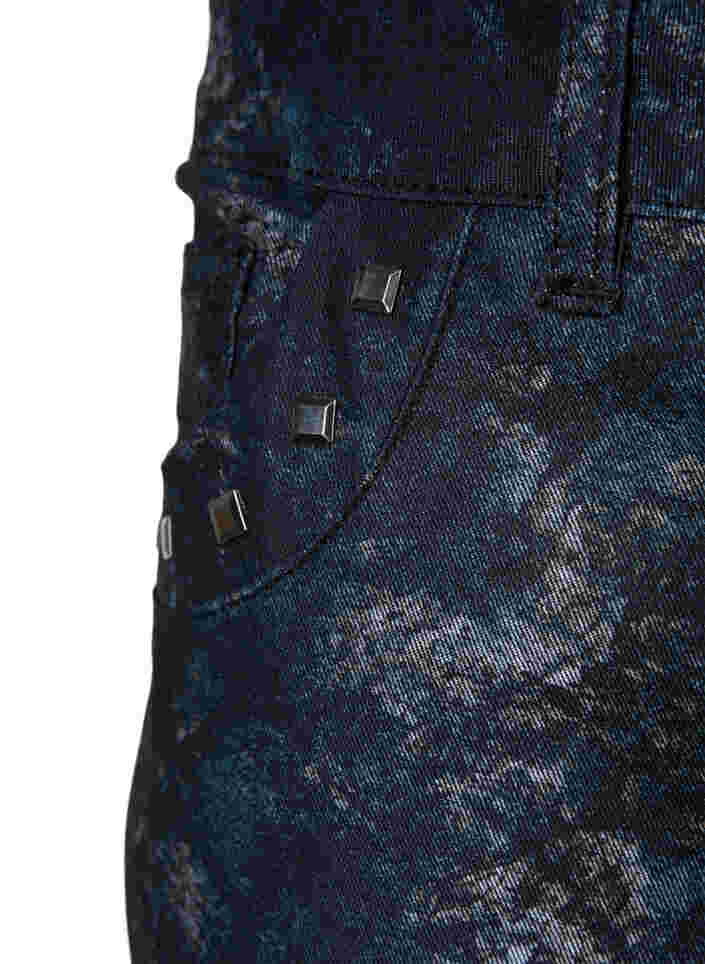 Mønstrete Emily jeans med nagler, Black AOP, Packshot image number 3