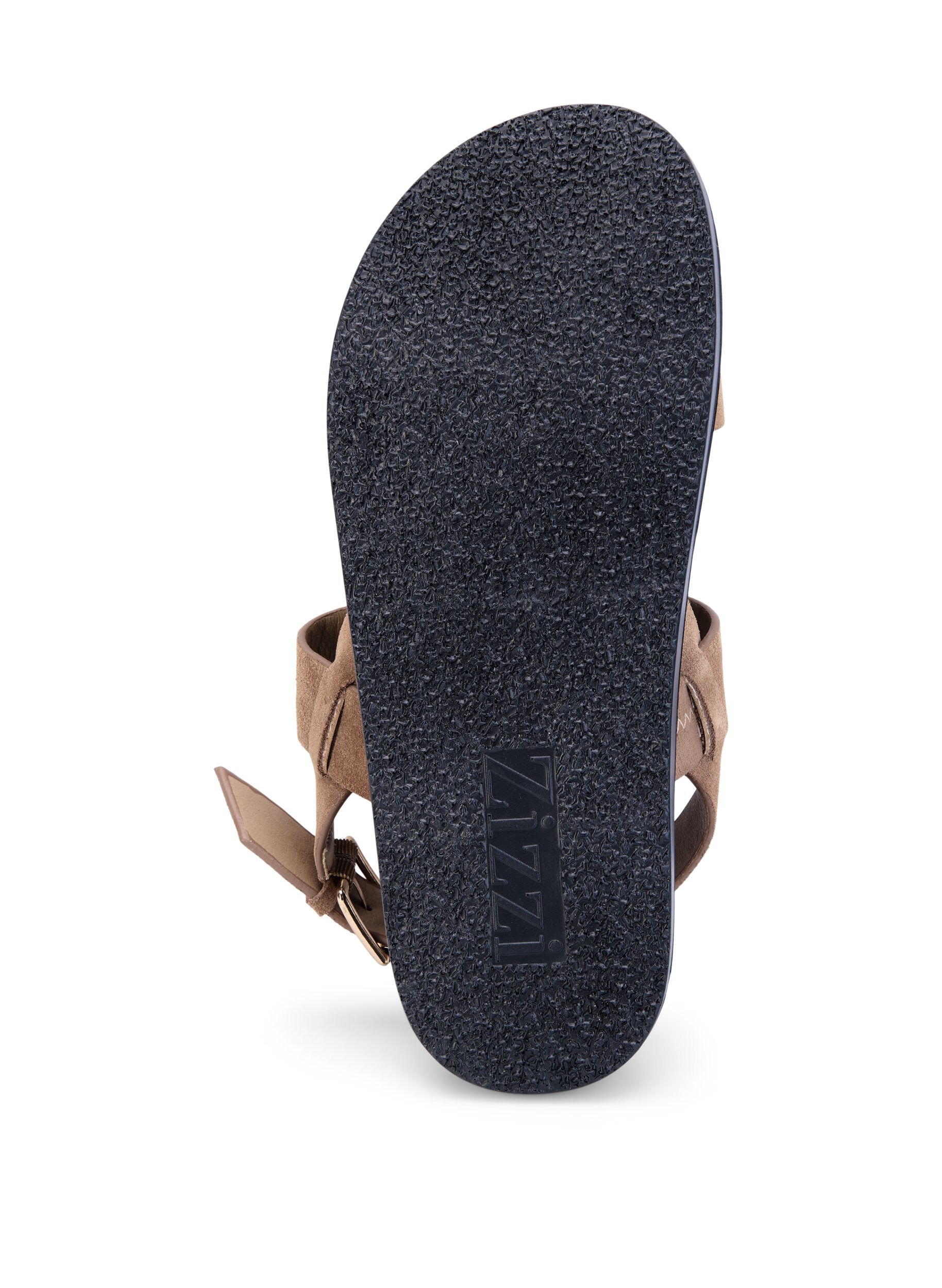 Zizzi Wide fit sandal i semsket skinn, Brown, Packshot image number 3