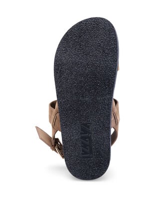 Zizzi Wide fit sandal i semsket skinn, Brown, Packshot image number 3