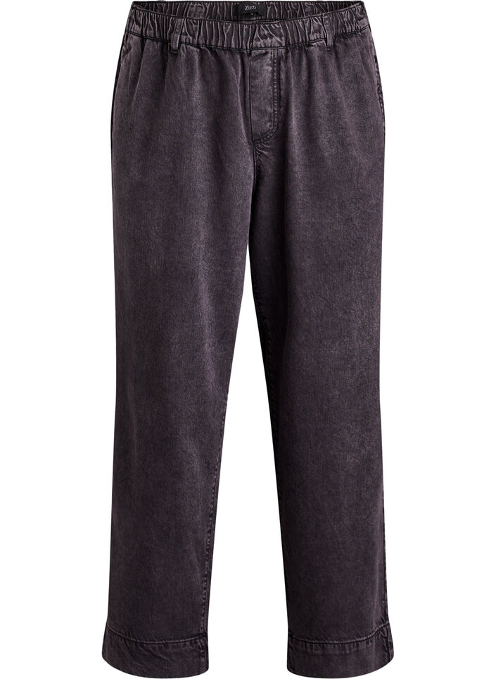 Vide jeans med elastisk linning, Gr&aring;, Packshot image number 0