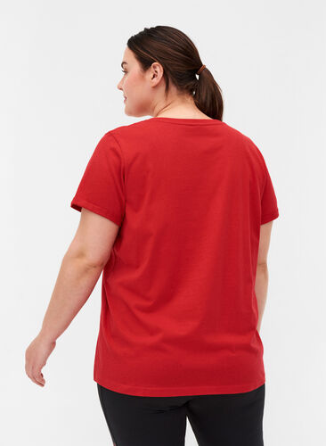 T-skjorte med trykk i bomull til trening , Haute Red, Model image number 1
