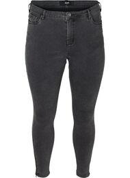 Cropped Amy jeans med glidelås, Grey Denim