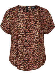 Bluse med korte ermer, Leopard AOP