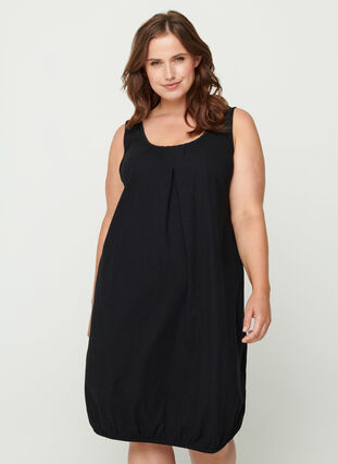 Ermeløs kjole i bomull, Black, Model image number 0