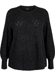 Genser med blondemønster, Dark Grey Melange