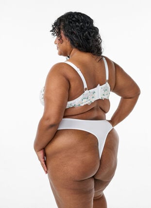 Zizzi Mesh-string med tusenfryd-broderi, Hvit, Model image number 1