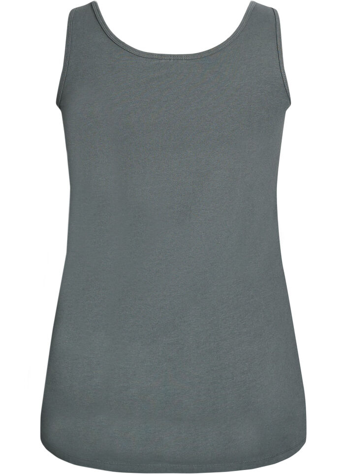 Ensfarget basic topp i bomull, Gr&oslash;nn, Packshot image number 1