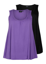 2 pakk topper i bomullsblanding, Deep Lavender/Black