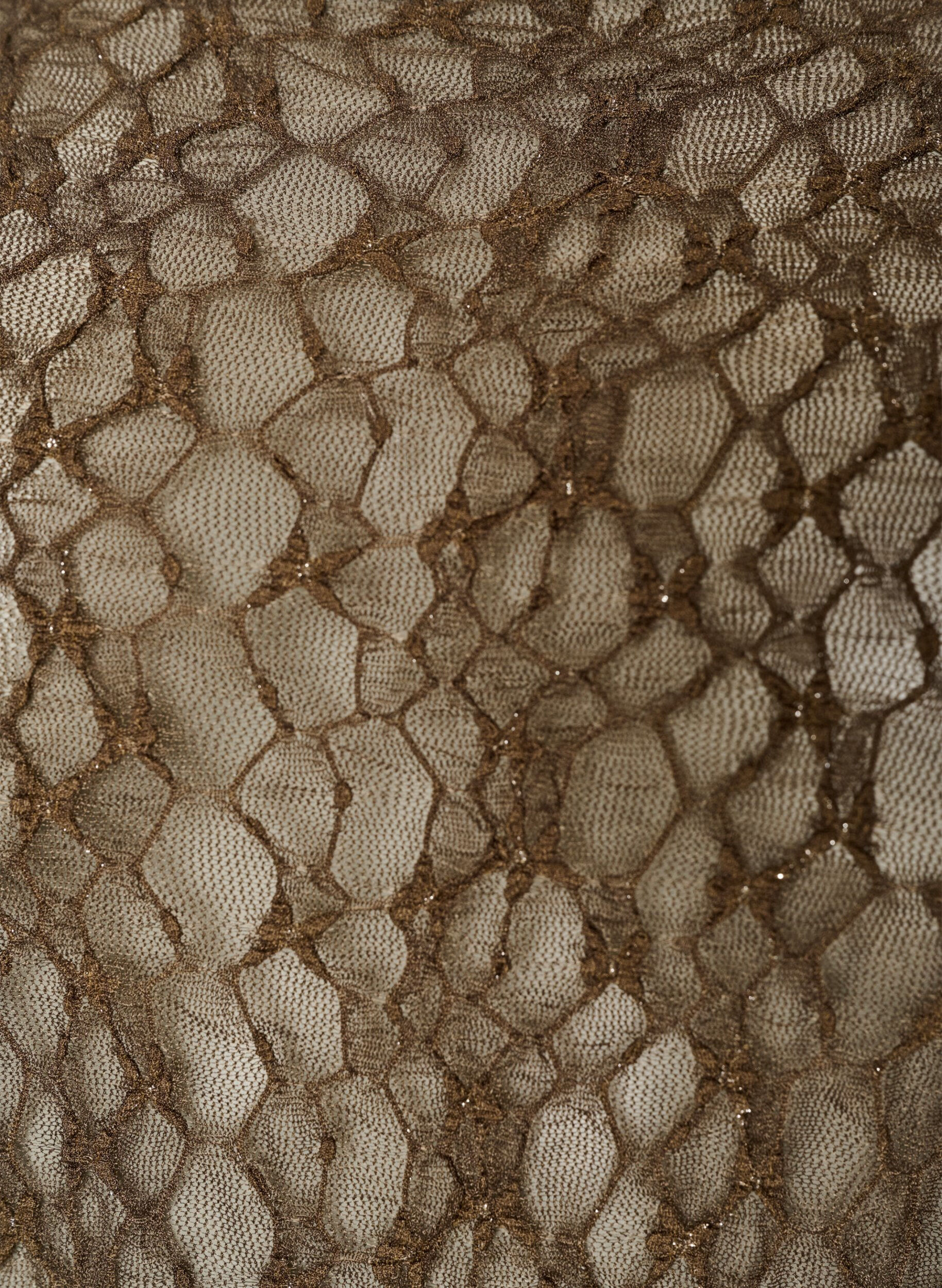 ZizziBluse i mesh med m&oslash;nster og glitrende tr&aring;d, Brun, Packshot image number 2