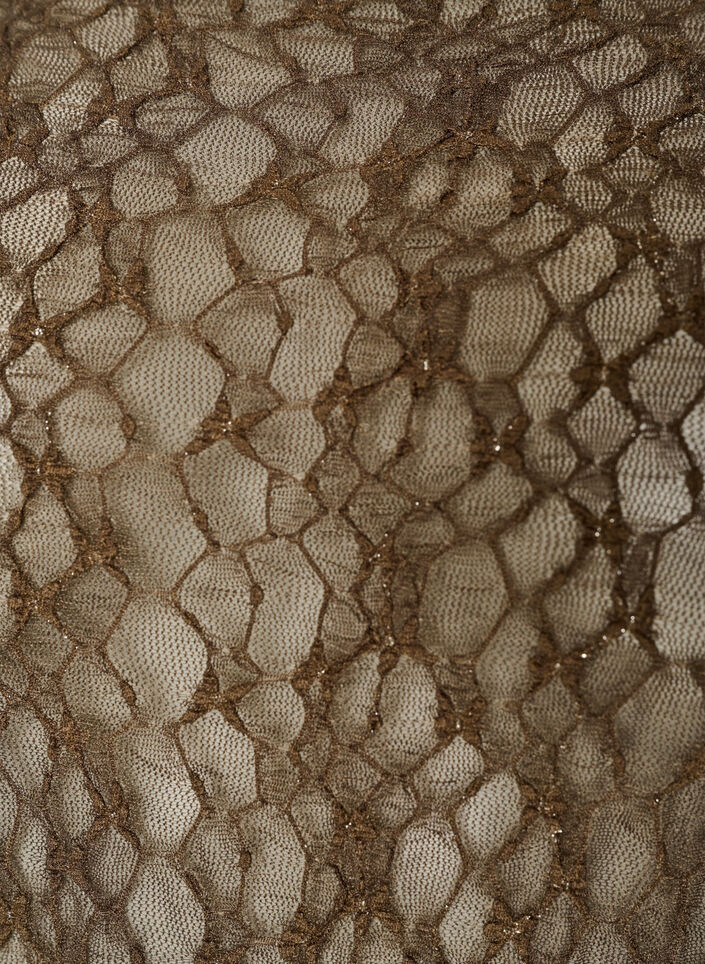 Bluse i mesh med m&oslash;nster og glitrende tr&aring;d, Brun, Packshot image number 2