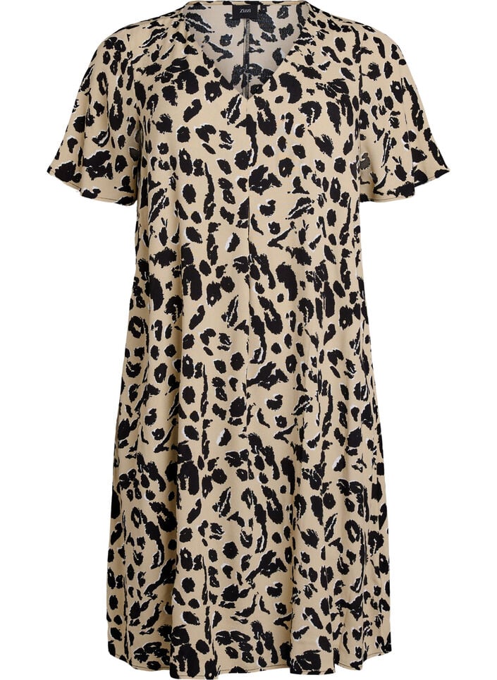 Viskose A-linjekjole, Beige, Packshot image number 0