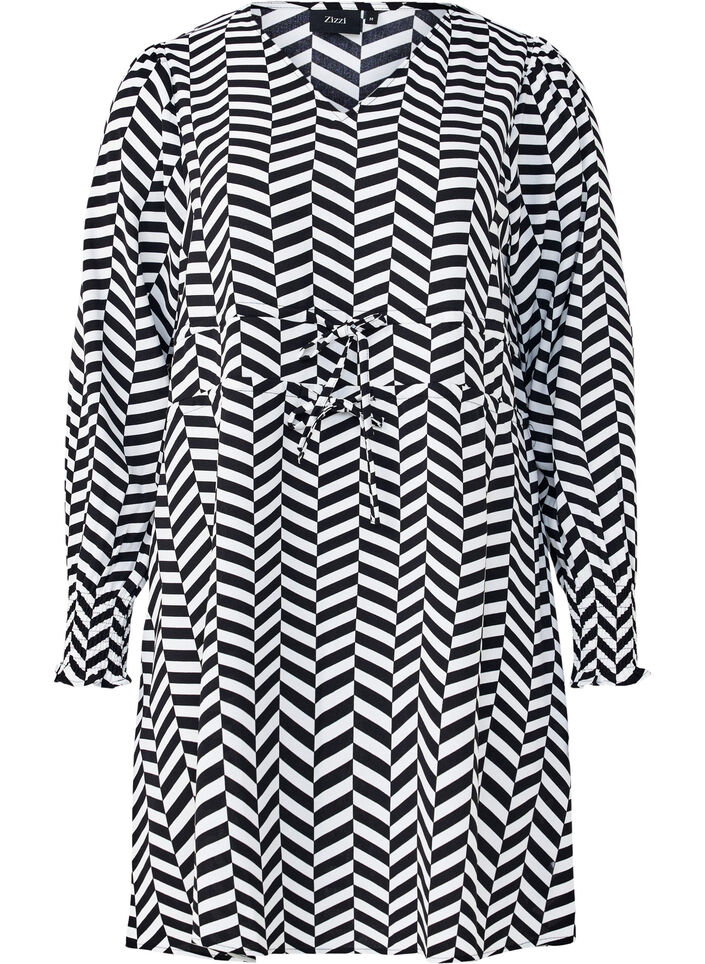 Kjole med knytebelter i midjen, Svart, Packshot image number 0