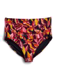 Bikinitruser med høy midje og trykk, Rød Bikinitruser med høy midje og trykk