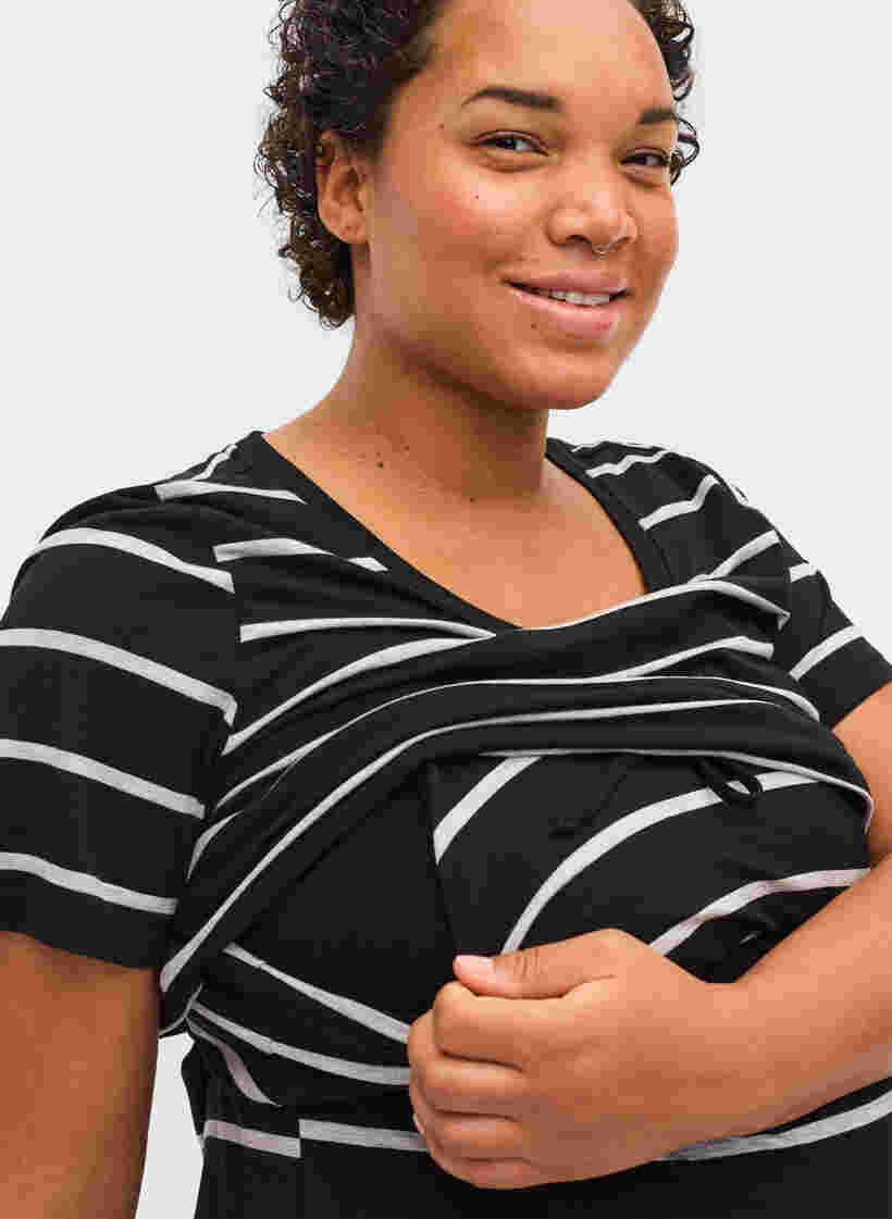Stripete gravidkjole i viskose, Black Grey Stripe, Model image number 2