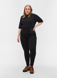 Leggings med bred strikk i livet, Black, Model