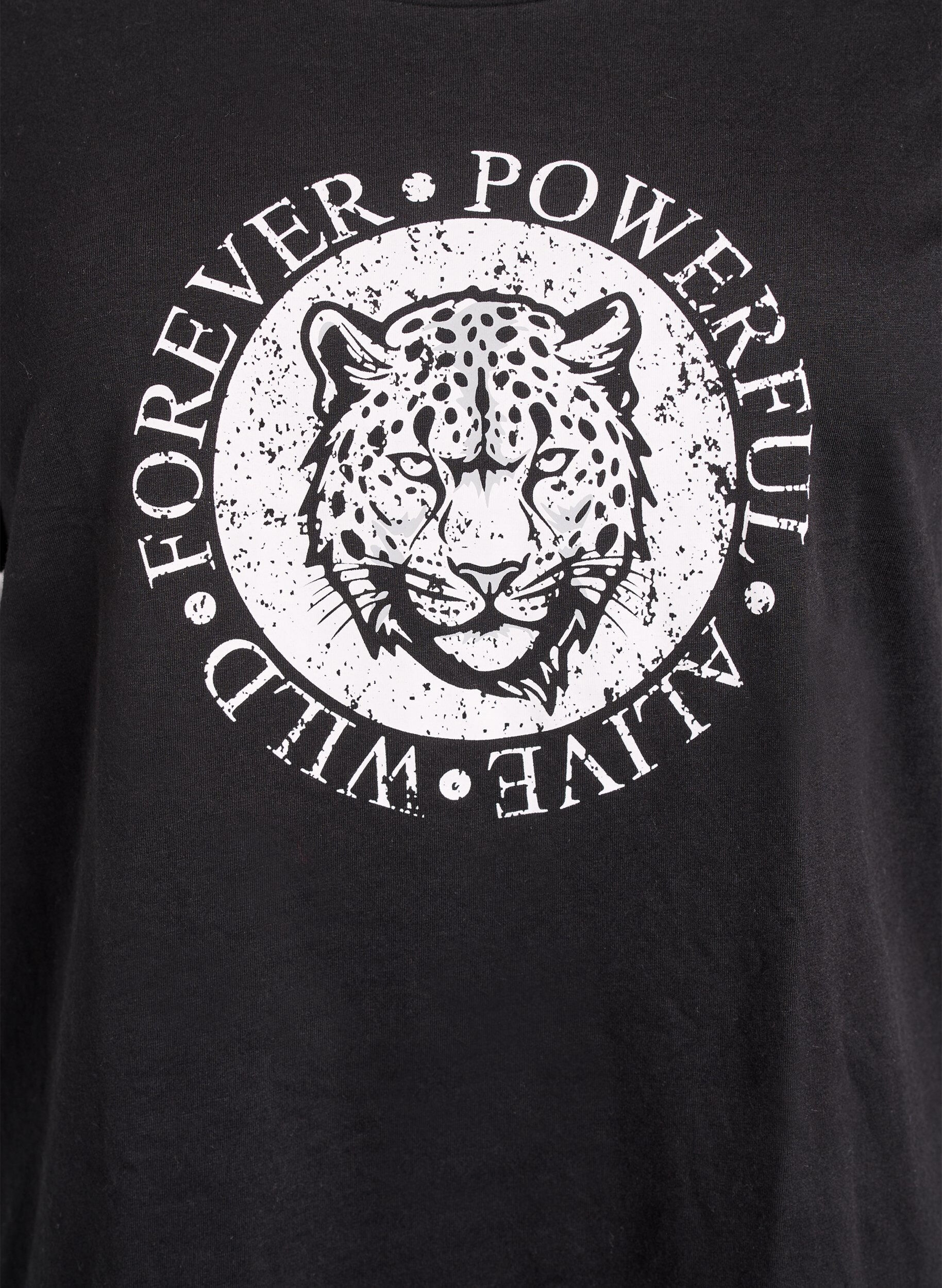 Zizzi T-skjorte med trykk, Svart, Packshot image number 2