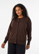 Finstrikket cardigan med rund hals, Brun, Model image number 0