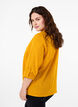 Skjortebluse i bomull med V-hals, Golden Yellow, Model image number 1