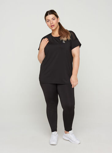 T-skjorte til trening med mesh, Black, Model image number 2