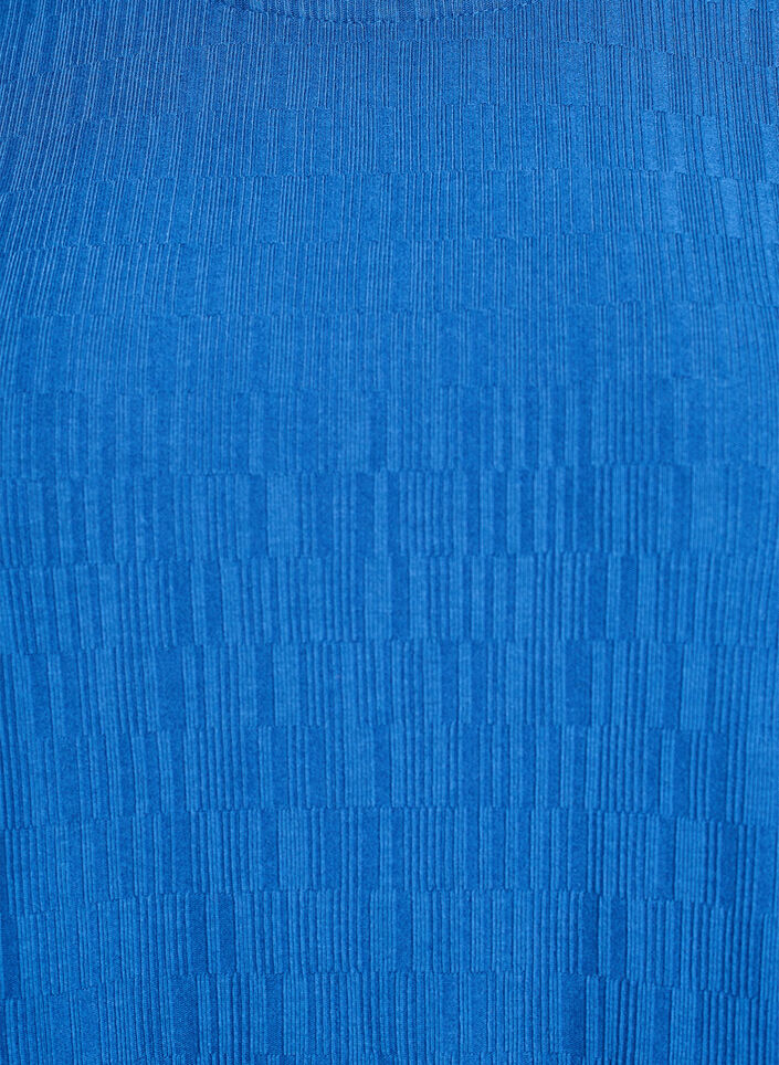 Bluse med tekstur og 3/4 ermer, Bl&aring;, Packshot image number 2