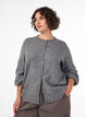 Cardigan i myk strikk med gullfargede knapper, Gr&aring;, Model image number 0