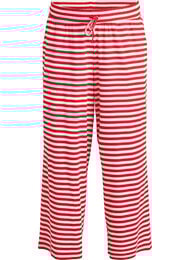 Stripete pyjamasbukser med høy midje og vide ben, Rød