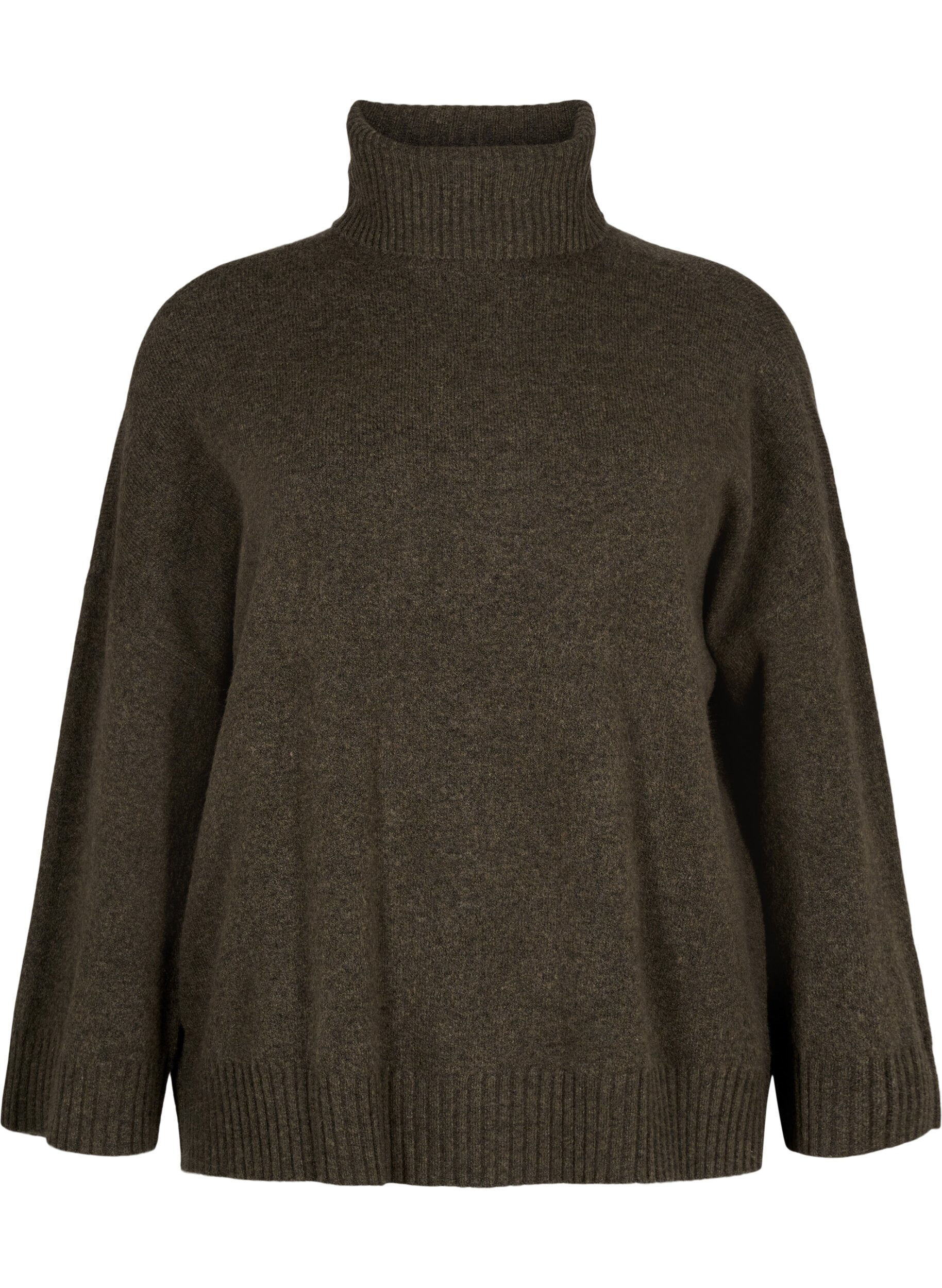 Zizzi Strikket h&oslash;yhalset bluse, Sea Turtle Mel., Packshot image number 0