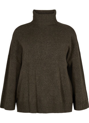 Zizzi Strikket høyhalset bluse, Sea Turtle Mel., Packshot image number 0