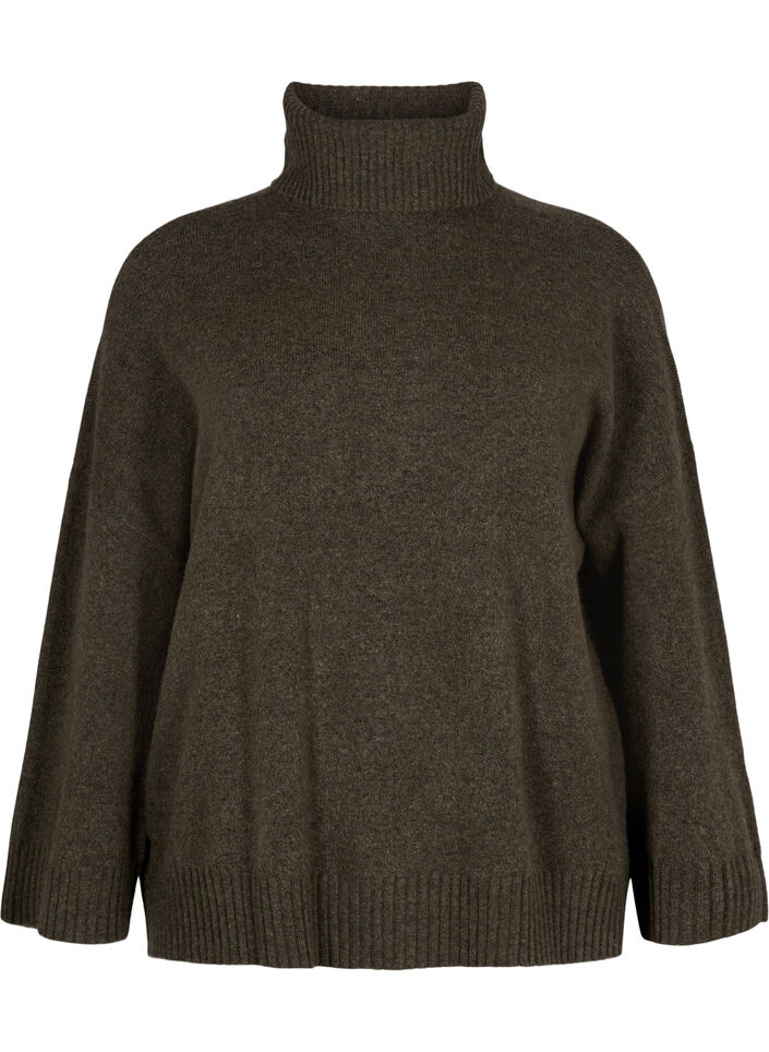 Strikket høyhalset bluse, Sea Turtle Mel., Packshot image number 0