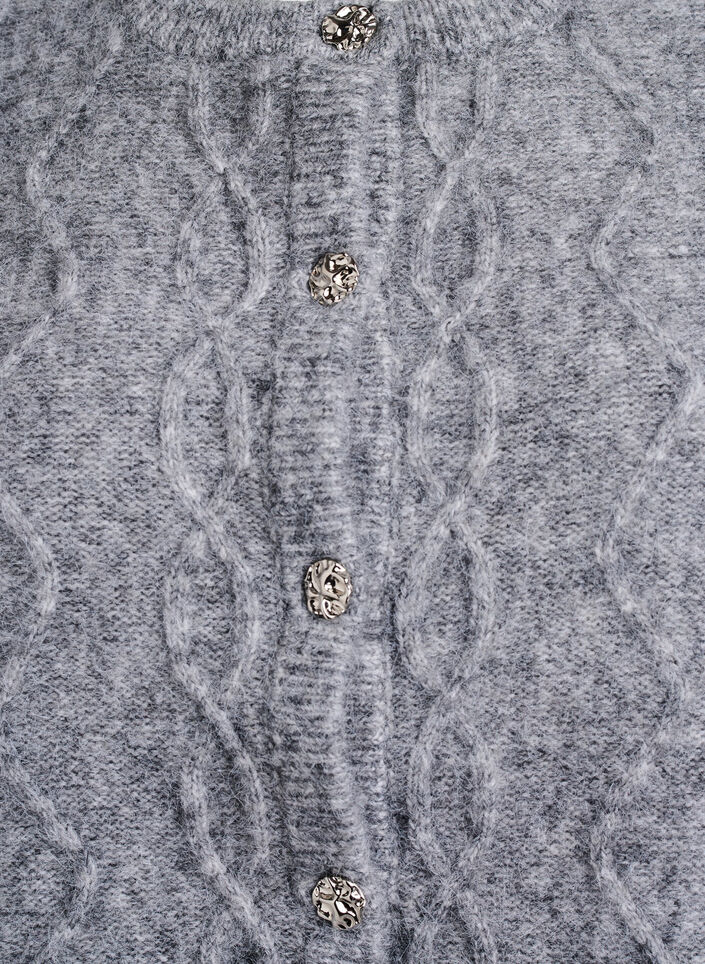 Mønstret strikkevest med dekorative knapper, Medium Grey Melange, Packshot