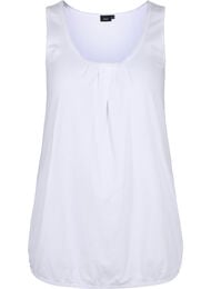 Bomullstopp med rund hals og blondekant, Bright White
