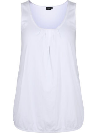 Bomullstopp med rund hals og blondekant, Bright White, Packshot image number 0
