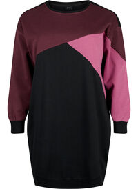 Lang hettegenser med colorblock
