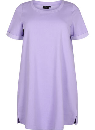Kjole med korte ermer og splitt, Lavender, Packshot image number 0