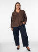 Skjortebluse med broderie anglaise, Brun, Model image number 1