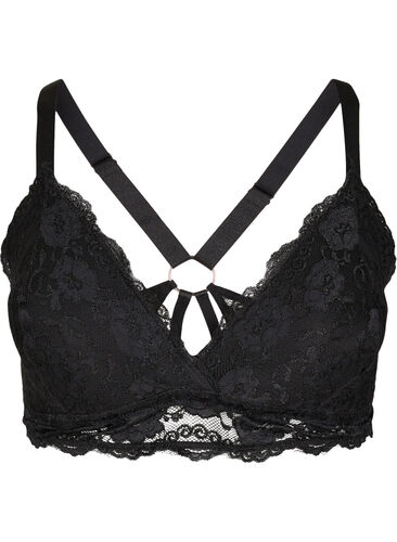 Blonde-BH med vattering og ryggdetalj, Black, Packshot image number 0