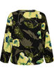 Bluse med blomstertrykk med b&aring;thals og vide ermer, Svart, Packshot image number 0