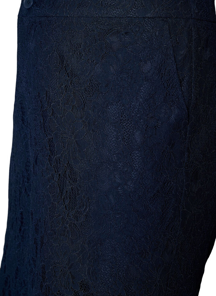 Bermudashorts med h&oslash;y midje og blonder, Bl&aring;, Packshot image number 2