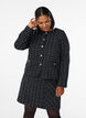 Kort rutete bouclé-blazer med rund hals, Svart, Model image number 0