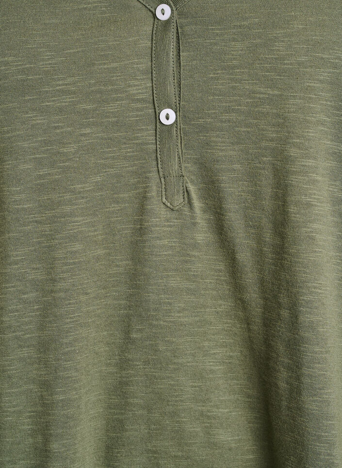 Langermet t-skjorte med V-hals og knapper, Gr&oslash;nn, Packshot image number 2