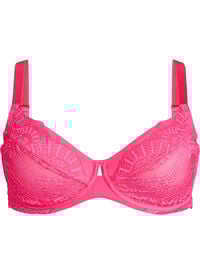Heldekkende bøyle-BH med blonder, Rosa Heldekkende bøyle-BH med blonder