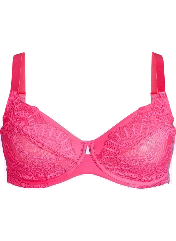 Heldekkende bøyle-BH med blonder, Rosa Heldekkende bøyle-BH med blonder, Rosa, Packshot