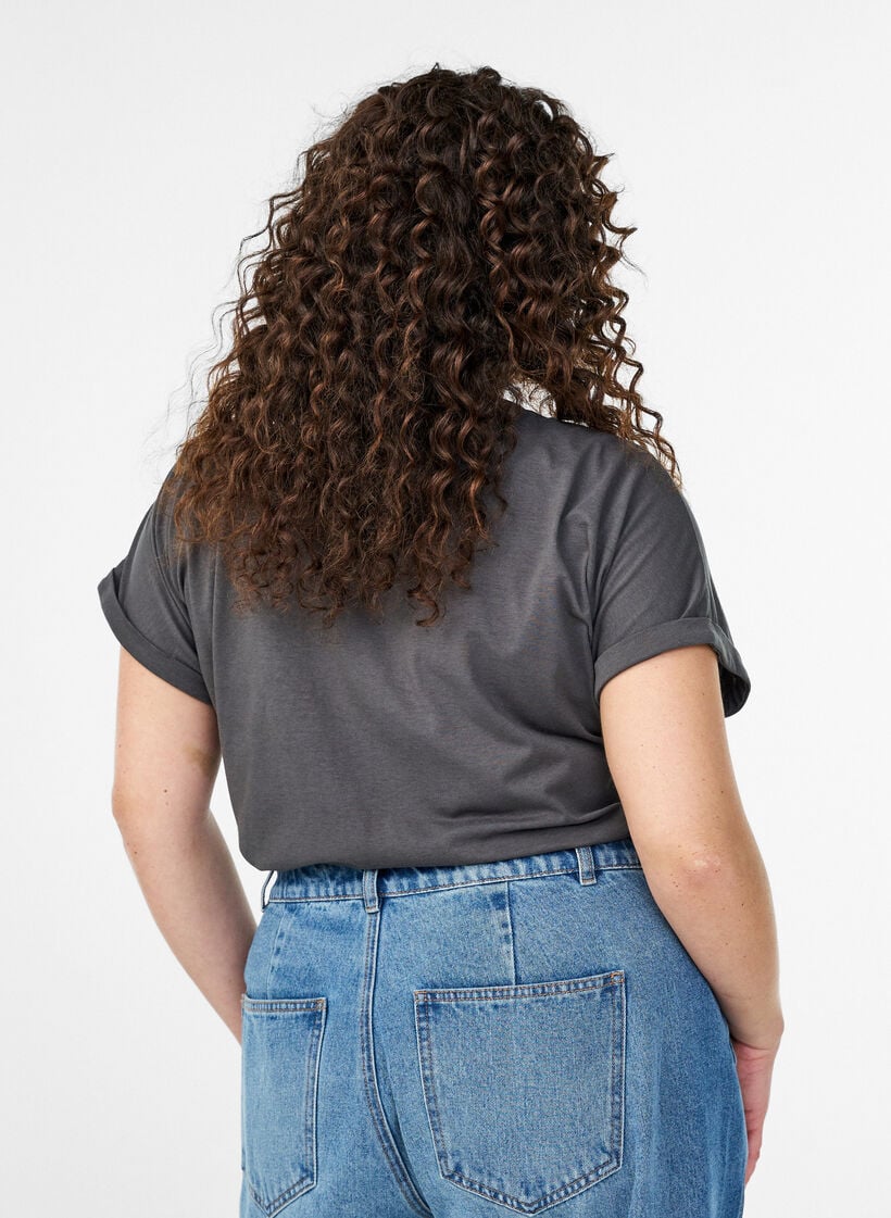 Kortermet t-skjorte i en bomullsblanding, Gr&aring;, Model image number 2