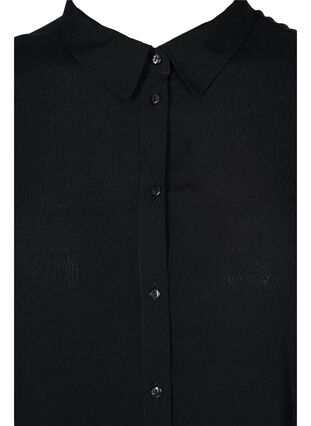 Langermet viskoseskjorte med volangdetaljer, Black, Packshot image number 2