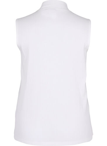Høyhalset topp i bomull med ribbet struktur, Bright White, Packshot image number 1