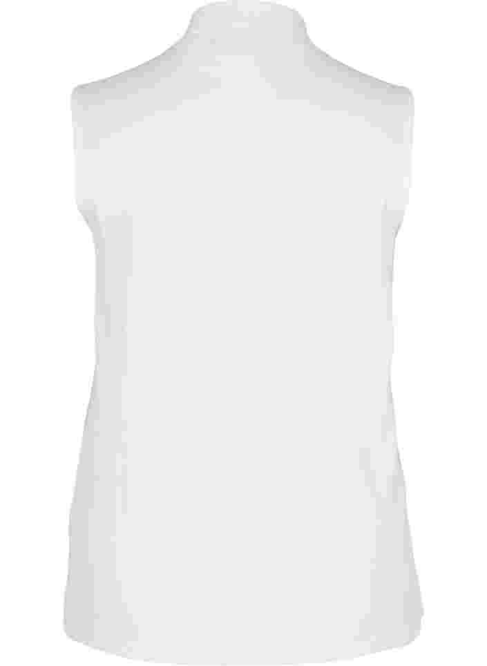 Høyhalset topp i bomull med ribbet struktur, Bright White, Packshot image number 1