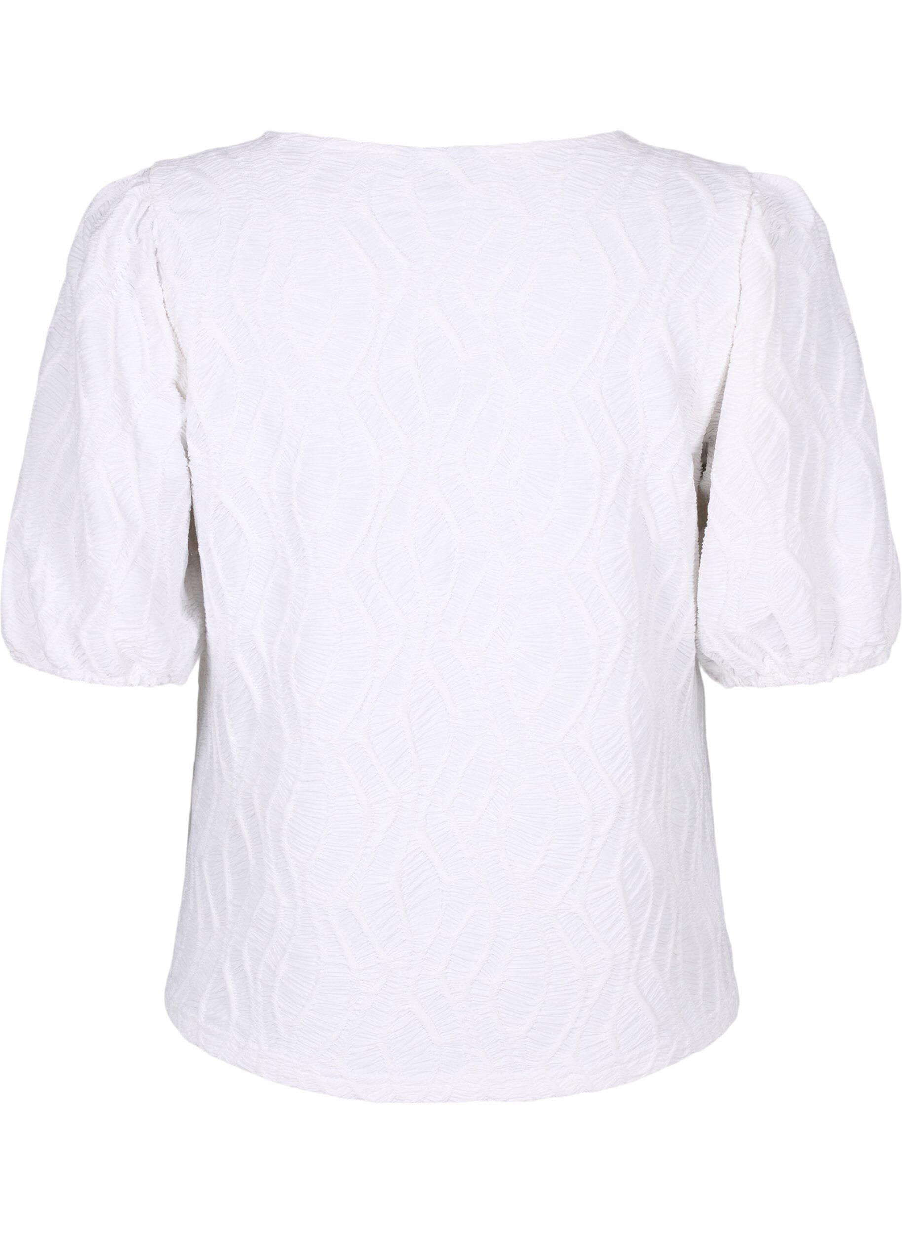Zizzi Kortermet bluse med tekstur, Bright White, Packshot image number 1